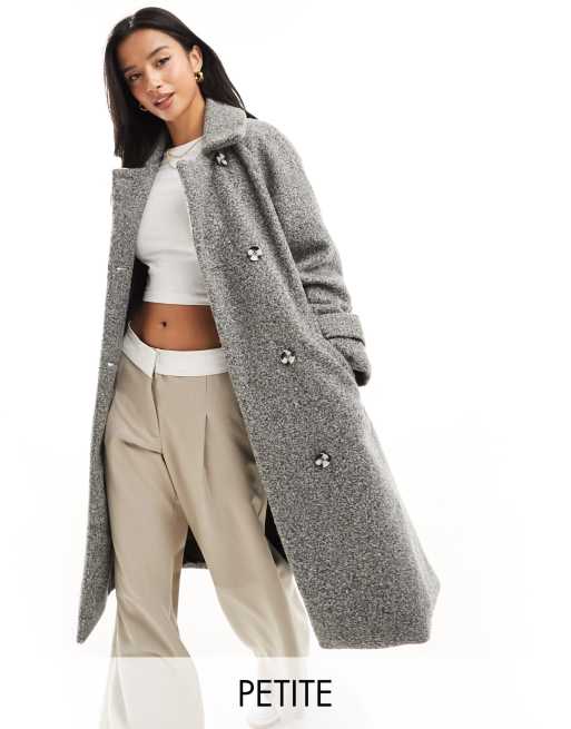 QED London Petite - Cappotto elegante doppiopetto antracite