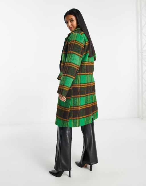 Green check coat womens sale