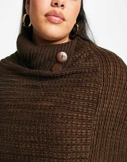 ASOS - Poncho all'uncinetto marrone