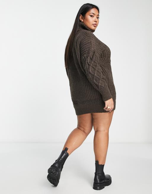 Cable knit roll neck jumper dress best sale