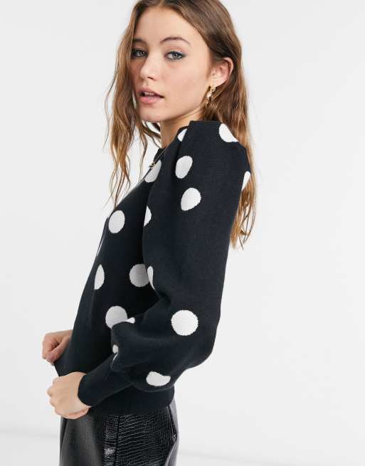 Black and white polka dot jumper sale