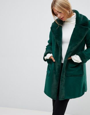 QED London reversible faux shearling coat | ASOS