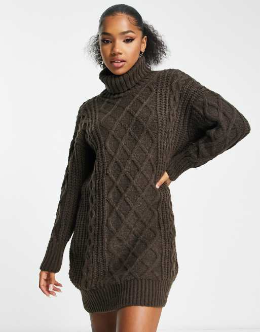 Grey High Neck Knitted Jumper Dress – AX Paris