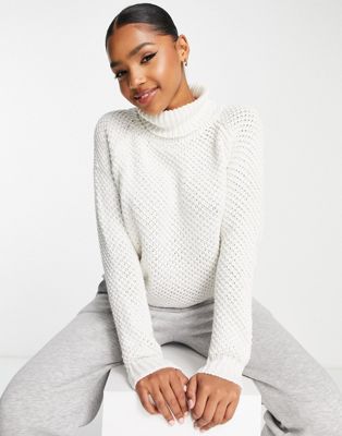 QED London roll neck jumper in ivory