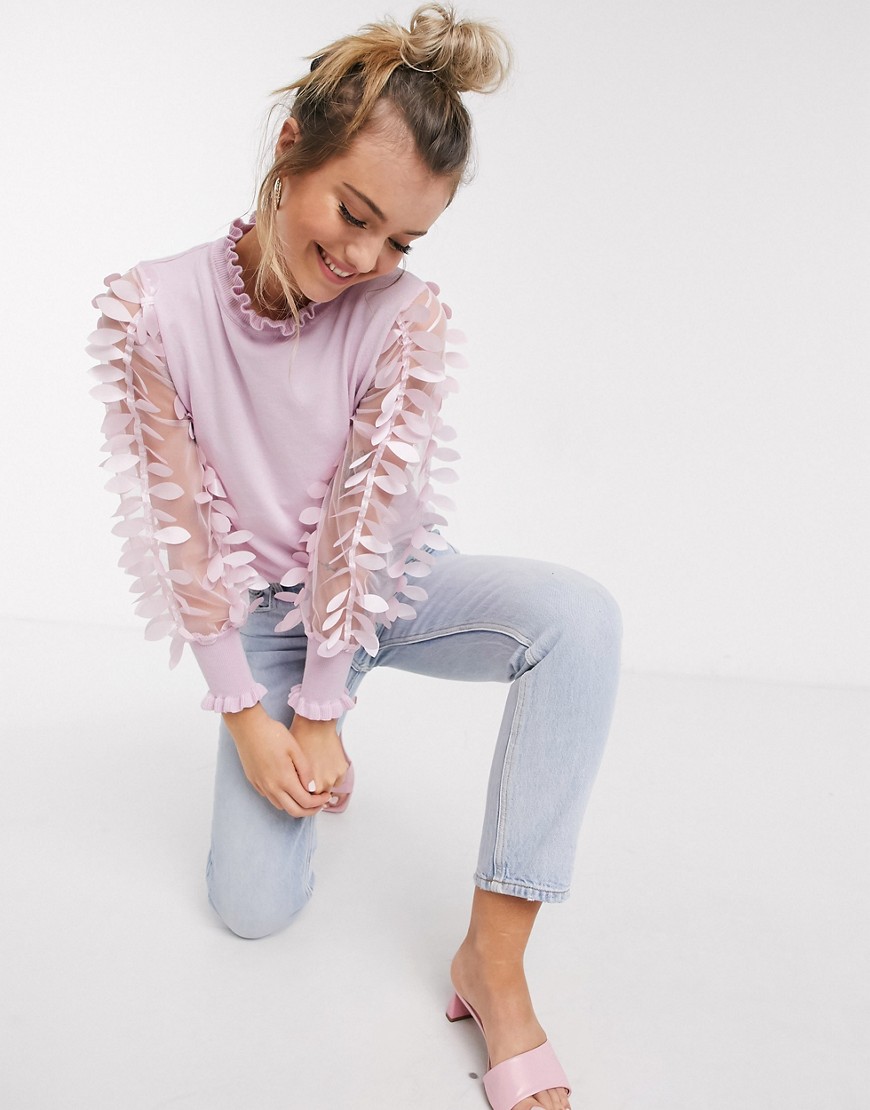 QED London – Rosa tröja med meshärmar