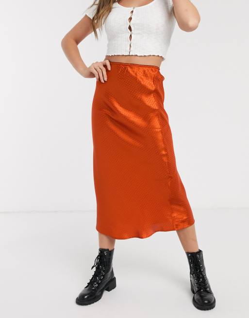 Satin jacquard midi clearance skirt