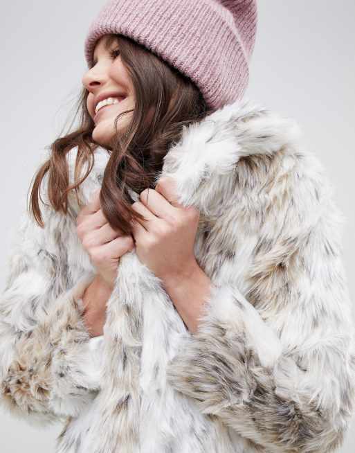 White snow leopard hot sale faux fur coat