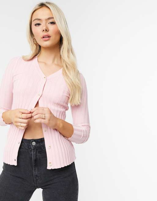 Pink ribbed outlet cardigan