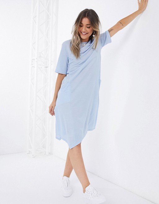 QED London smock dress with pockets in blue