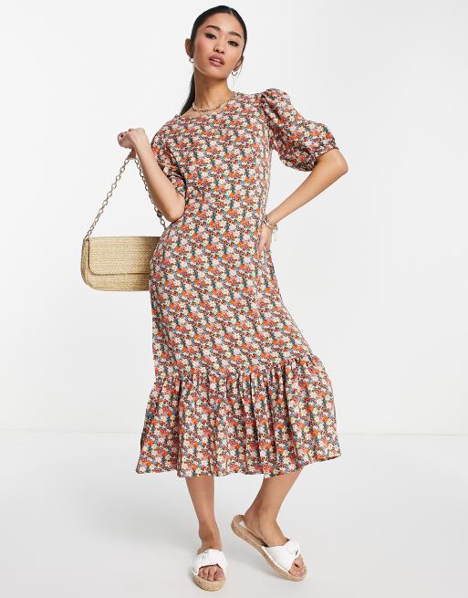 QED London smock midi dress in floral print | ASOS