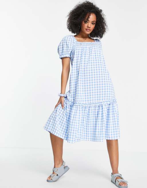 Blue and hot sale white smock dress