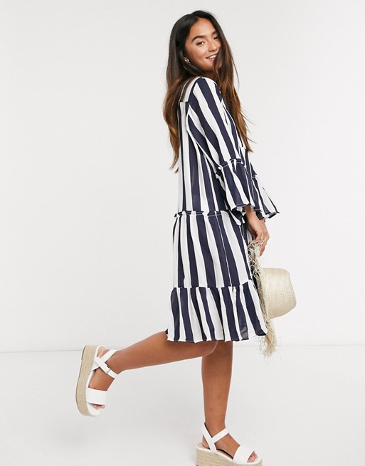 QED London striped smock dress in navy