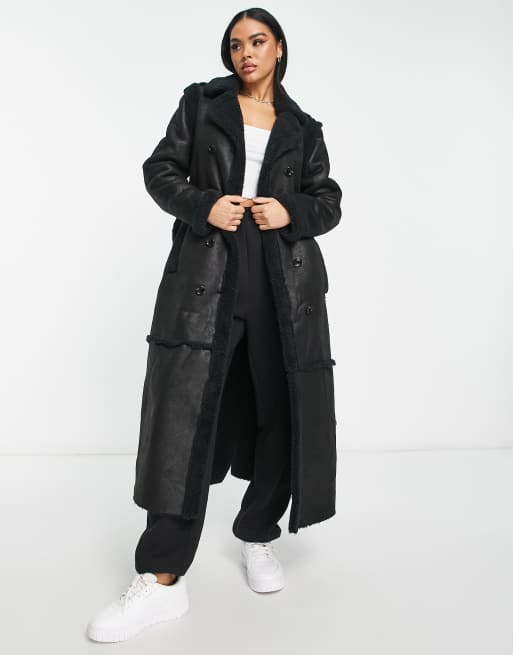 Black belted hot sale longline coat