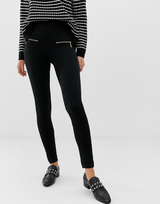 QED London – Svarta leggings med dubbla dragkedjor, 4 av 4