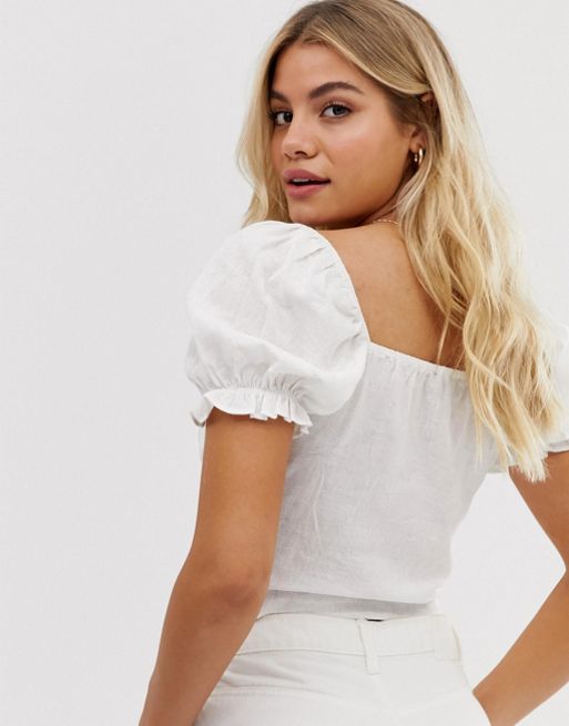 Sweetheart neckline cropped blouse