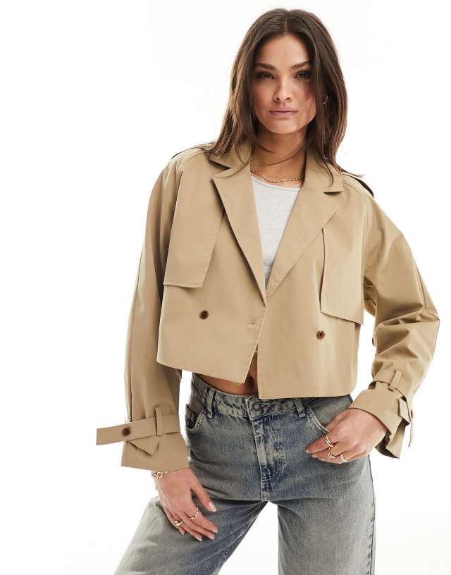 QED London Tall - cropped trench coat in beige