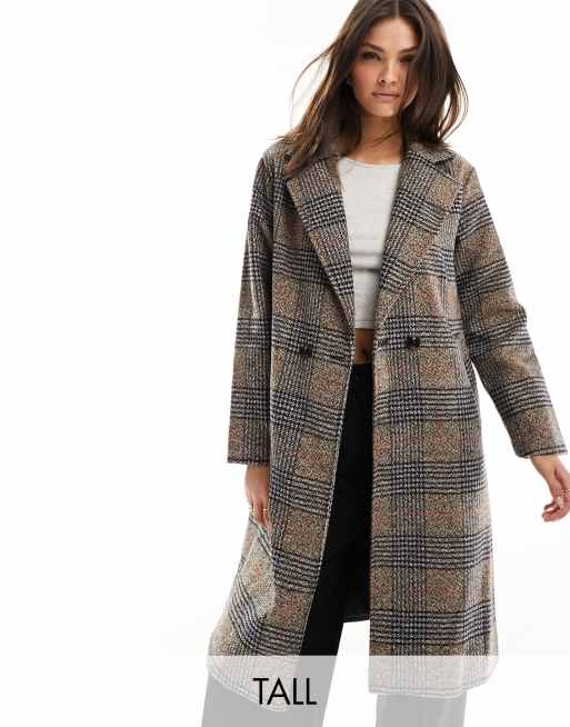 QED London Tall formal coat in grey check | ASOS