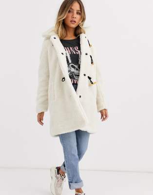 QED London teddy duffle coat-Cream Cream