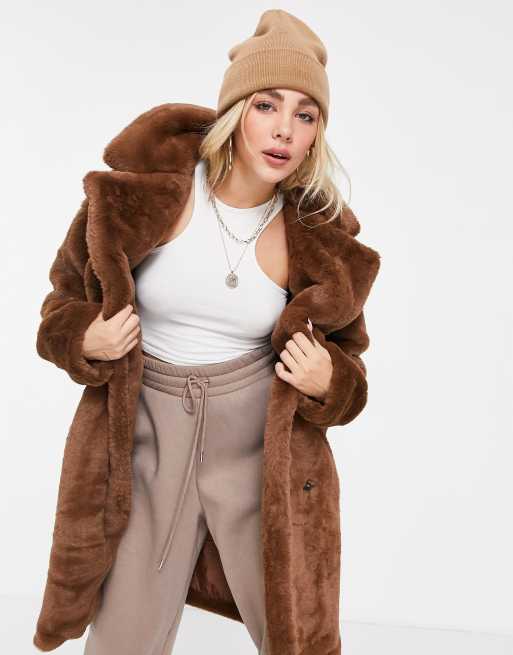 Long tan cheap fur coat