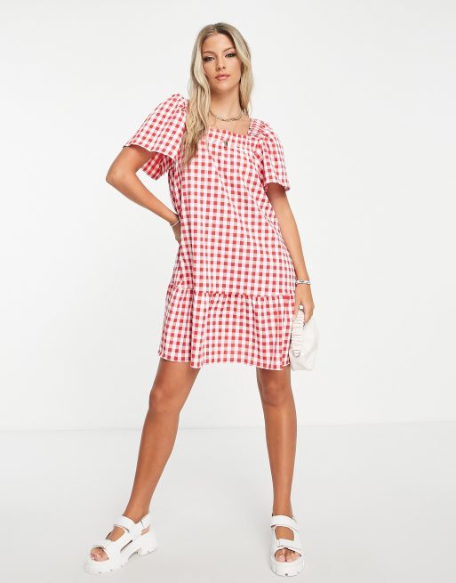 Asos red hotsell gingham dress