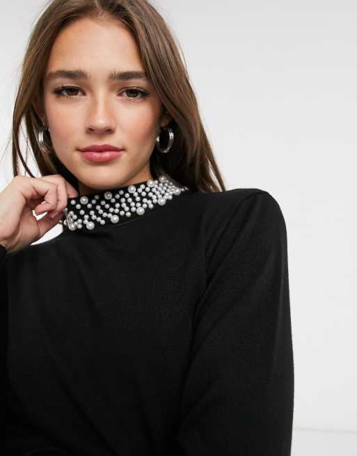 Black pearl embellished clearance jumper