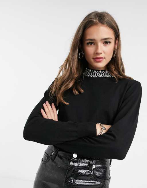 Black embellished sweater sale