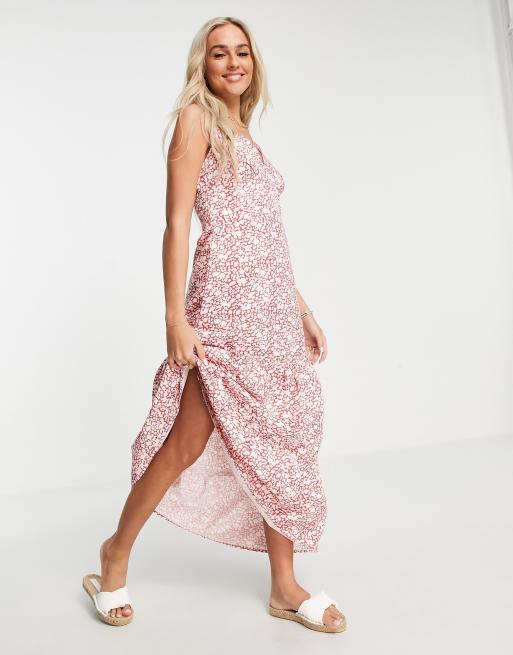 QED London – Warstwowa sukienka maxi w czerwone kwiaty