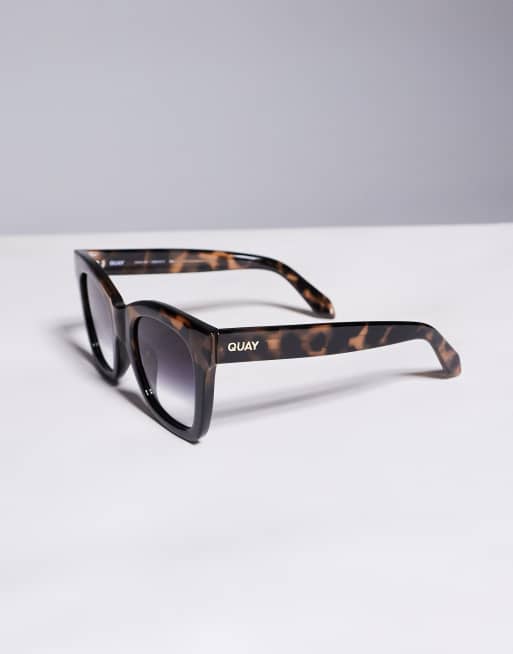 Quay – After Hours – Eckige Sonnenbrille in Schildpatt-Optik mit schwarzen Gläsern mit Farbverlauf , 3 von 3