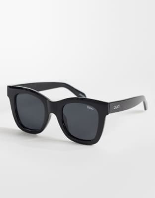 Quay - After Hours - Eckige Sonnenbrille in Schwarz