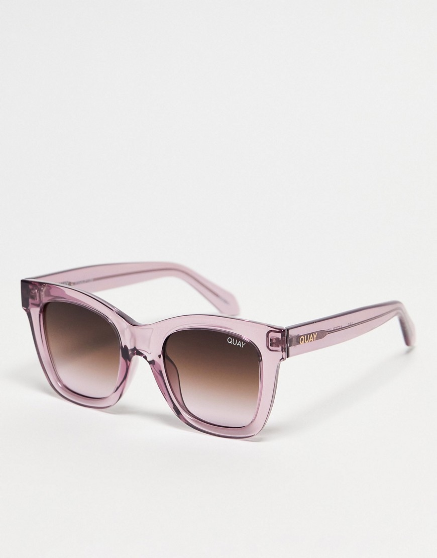 quay - after hours - occhiali da sole squadrati color lampone-rosa