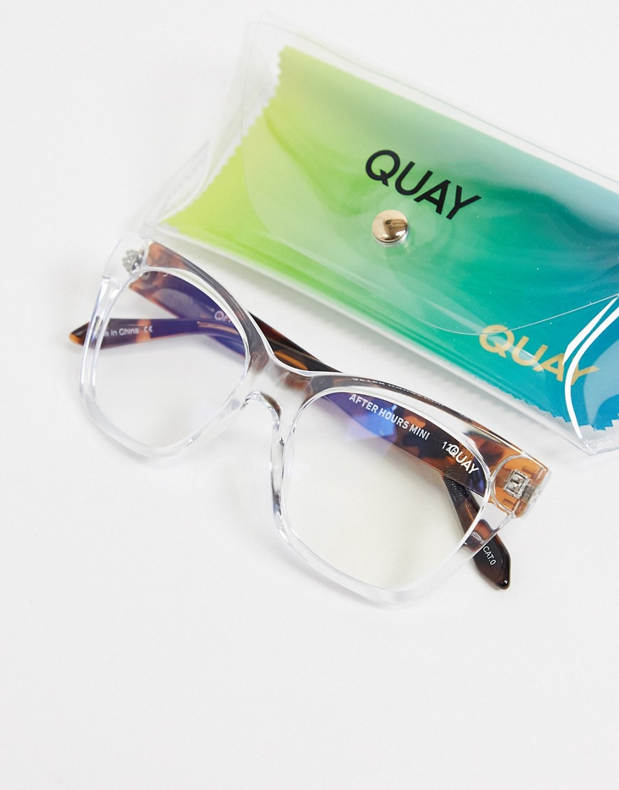 quay - after hours - occhiali piccoli da donna trasparenti con filtro per luci blu-trasparente