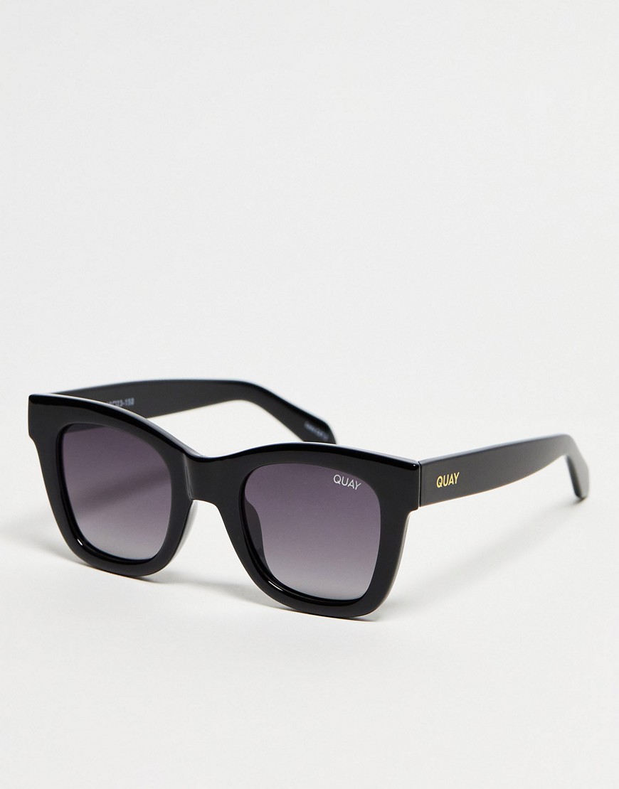 quay - after hours - små fyrkantiga solglasögon med polariserade tonade glas-svart/a