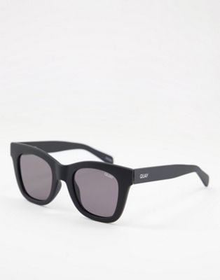 Quay After Hours square sunglasses in matte black smoke