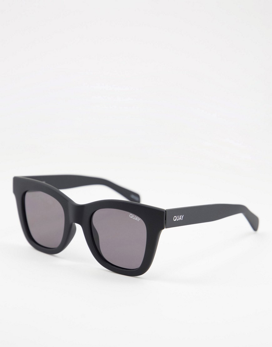quay after hours square sunglasses in matte black smoke