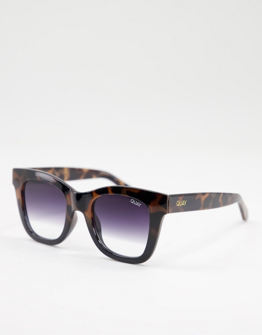 quay after hours square sunglasses in tort black-brown