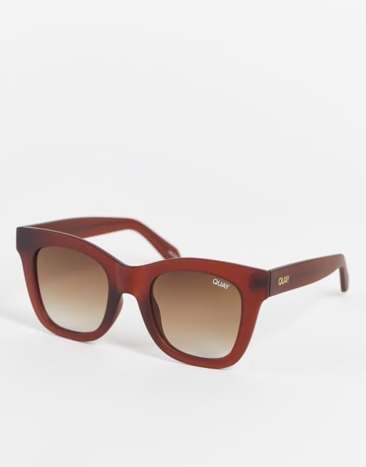Quay After Hours unisex square sunglasses in frosted brown with smokey lens