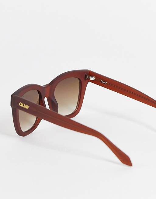  Quay After Hours unisex square sunglasses in frosted brown with smokey lens 