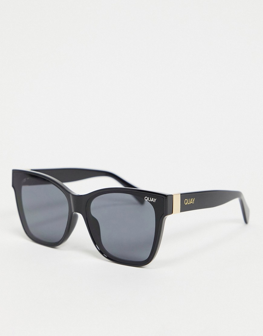 quay after party womens square sunglasses in black