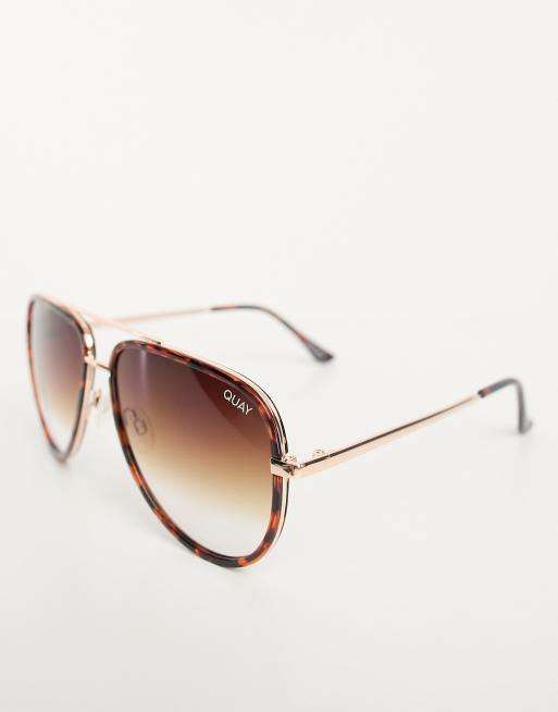 Quay – All In – Brązowe szylkretowe okulary przeciwsłoneczne aviator, 4 z 4