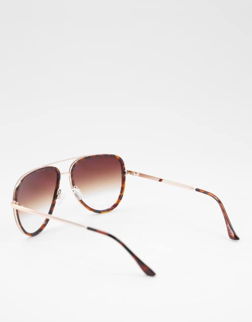 Quay – All In – Pilotensonnenbrille in brauner Schildpatt-Optik mit Farbverlauf, 2 von 4