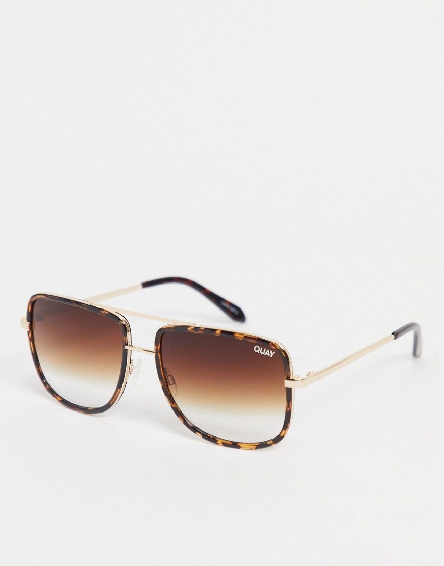 Quay All In unisex navigator sunglasses in tort-Brown