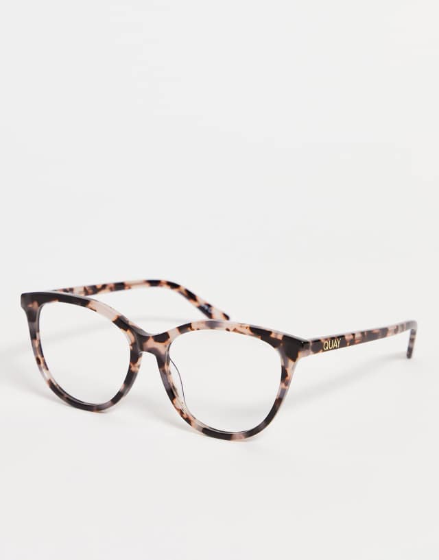 Quay All Nighter cat eye blue light glasses in milky tort