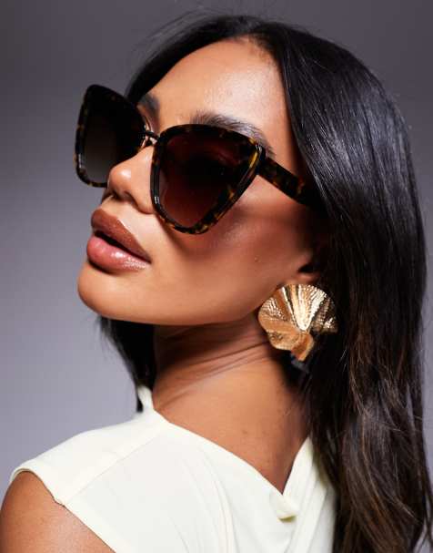 Quay - All Talk - Grote cat eye zonnebril in tortoise - view 1