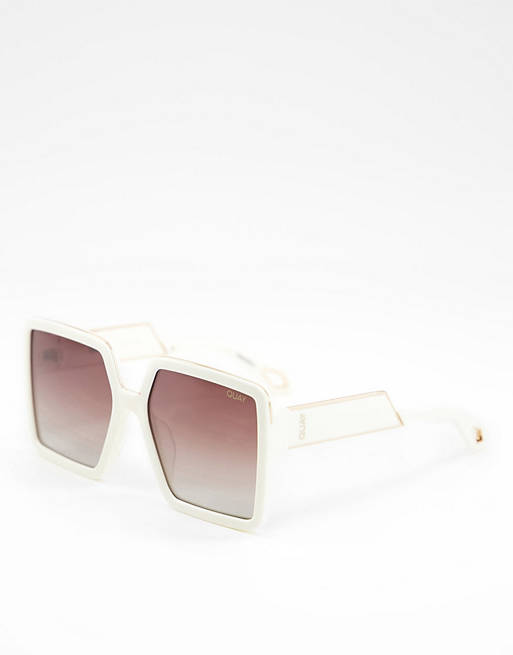 asos.com | Quay – Almost Ready – Eckige Sonnenbrille im Schildpattdesign in Elfenbein mit braunen Gläsern