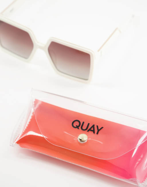 QUAY Ivory Square Frame Sunglasses w/Cleaning Cloth Amazon.com: Quay - Womens Sunglasses, Polarized Square  main image 4