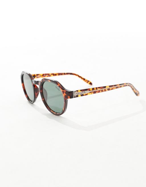 Quay - Another - Lunettes de soleil rondes biseautées à verres polarisés - Marron écaille de tortue, 4 de 4