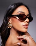 [Quay Australia] Quay Aura Points slim oval sunglasses in tortoiseshell-Brown No Size BROWN