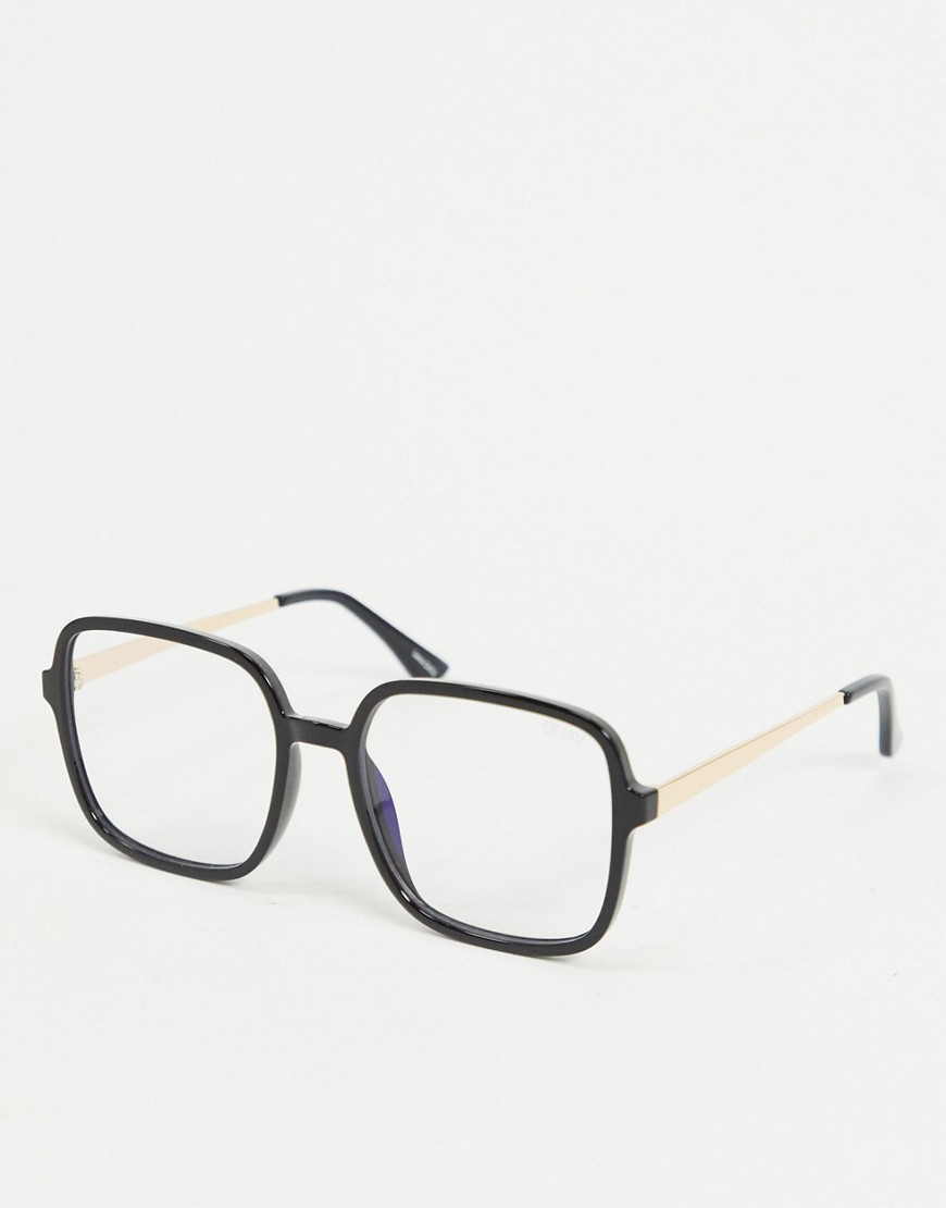 Quay Australia - 9-5 - Vierkante bril met lichtblauwe glazen in zwart