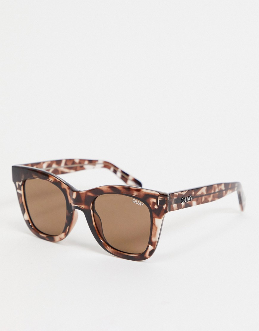 QUAY AFTER HOURS WOMENS OVERSIZED SQUARE SUNGLASSES IN TORT-BROWN,QU-000180-TORT/BRN