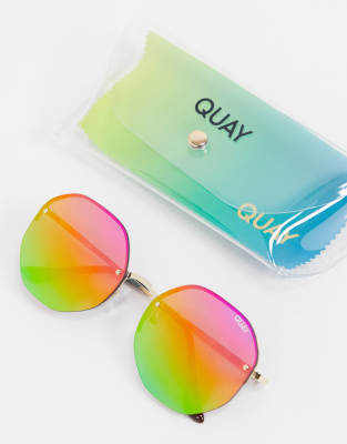 Quay Australia Atomic hexagonal sunglasses with rainbow lens | ASOS